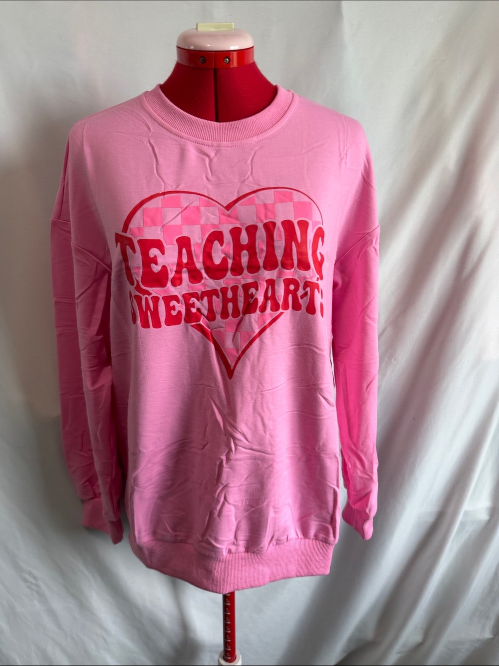 Pink 'Teaching Sweetheart' Graphic Crewneck Sweatshirt